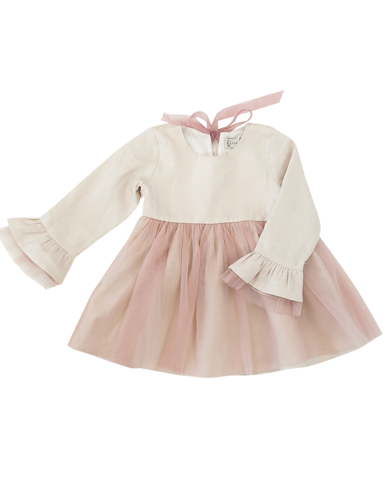 Ever After Linen Tutu Dress - Ivory Blush: 5YRS