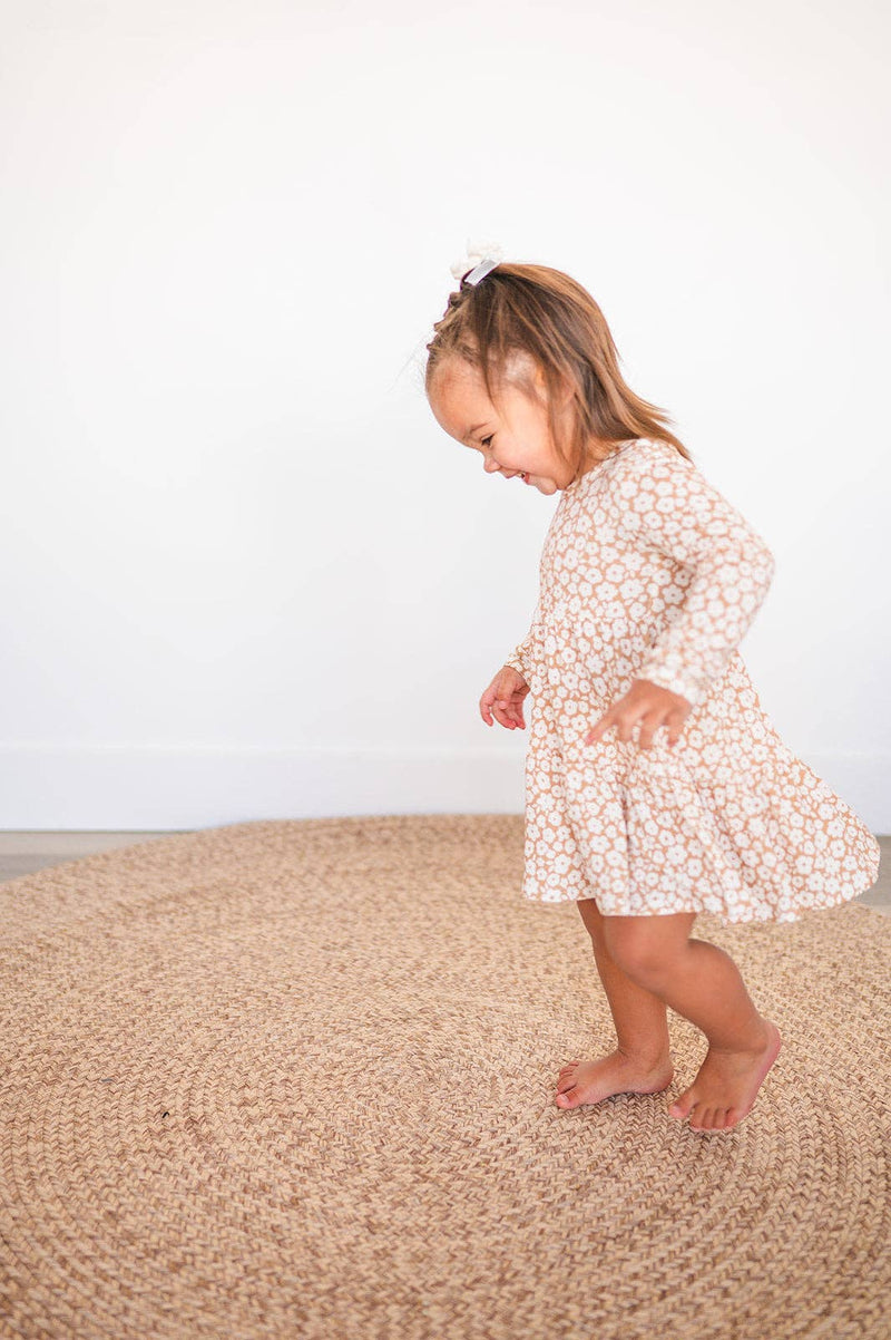 Long Sleeve Twirl Dress - Mocha Ditsy Floral: 5T