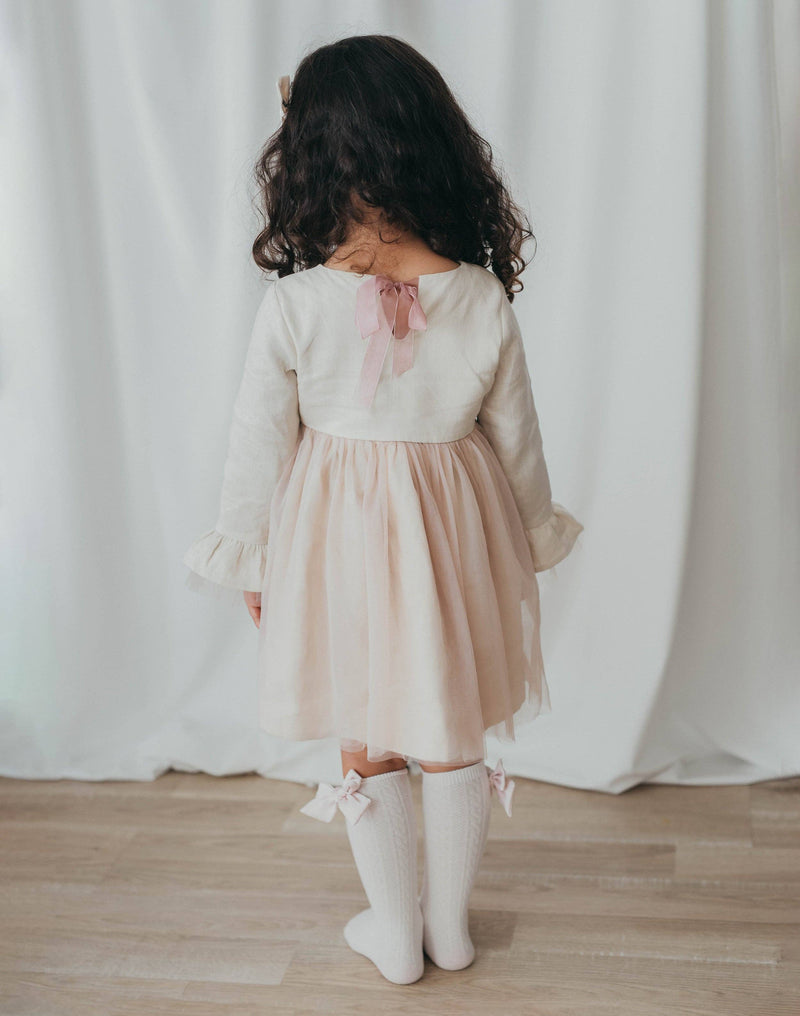 Ever After Linen Tutu Dress - Ivory Blush: 5YRS