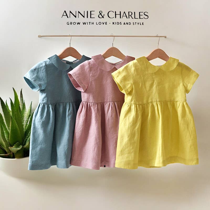 Annie & Charles® LINA organic linen dress: Pink