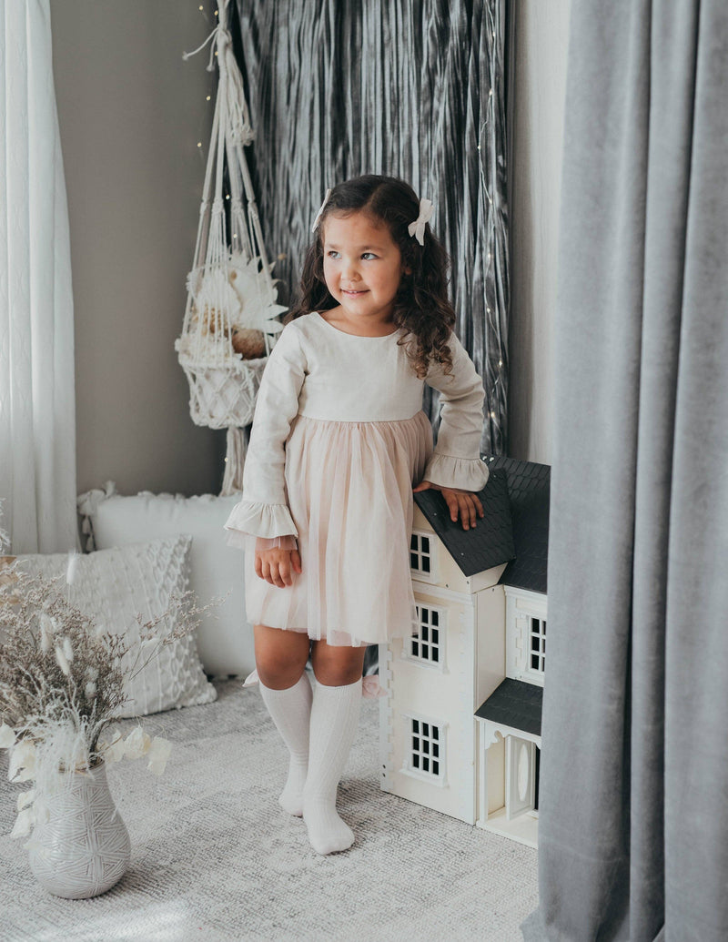 Ever After Linen Tutu Dress - Ivory Blush: 5YRS