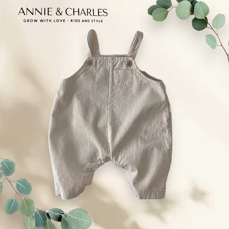 Annie & Charles® organic cotton overalls: Cream / 12-18 M