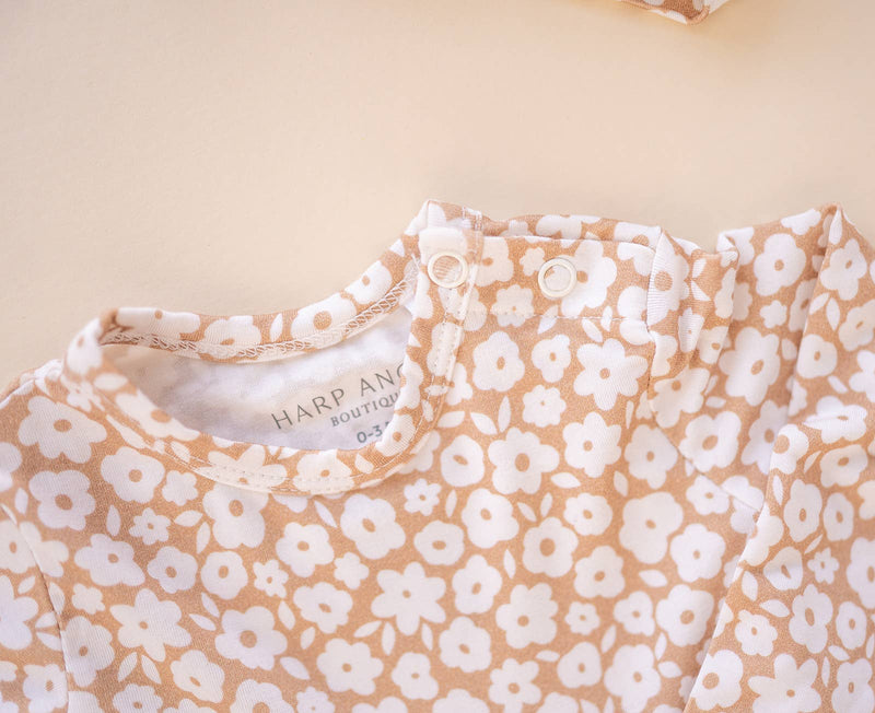 Twirl Skirt Bodysuit - Mocha Ditsy Floral: 3-6 Months