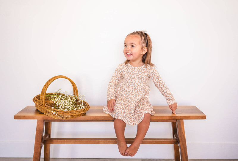 Long Sleeve Twirl Dress - Mocha Ditsy Floral: 5T