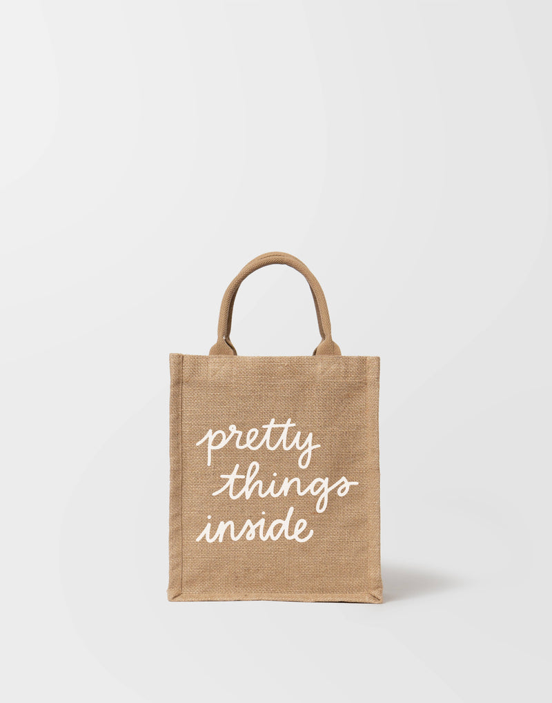 Reusable Gift Tote - Pretty Things Inside: White / Medium