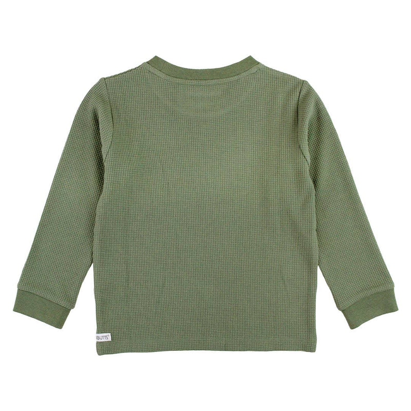 Sea Spray Waffle Knit Long Sleeve Crew Neck Shirt: Green