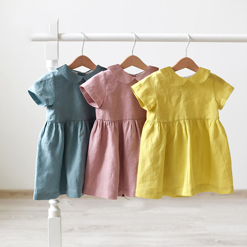 LINA organic linen dress: blue