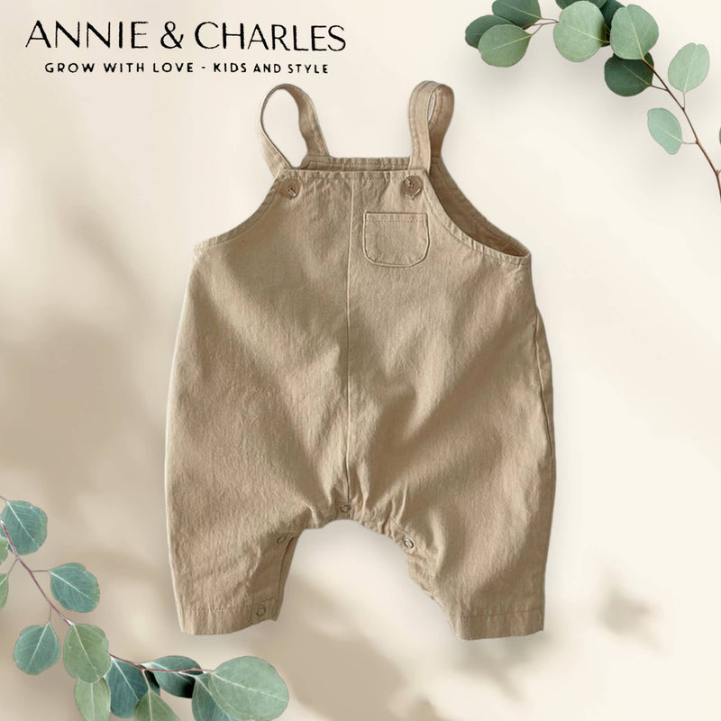 Annie & Charles® organic cotton overalls: Cream / 2-3T