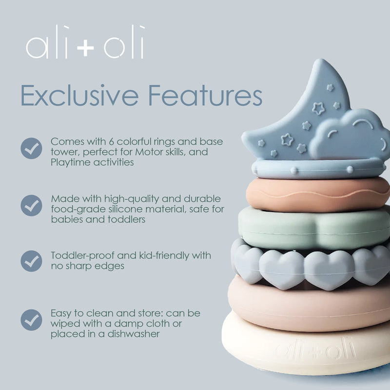 Soft Silicone Stacking Rings Tower - 6 pc