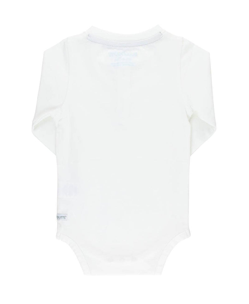 White Long Sleeve Classic Henley Knit Bodysuit: White