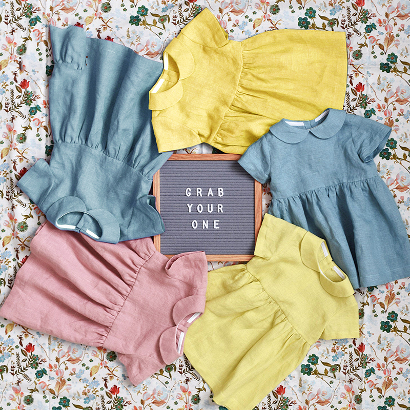 LINA organic linen dress: blue