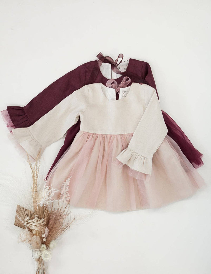 Ever After Linen Tutu Dress - Ivory Blush: 5YRS