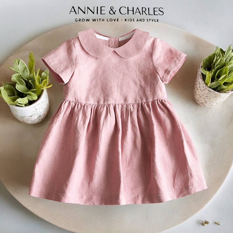 Annie & Charles® LINA organic linen dress: Pink