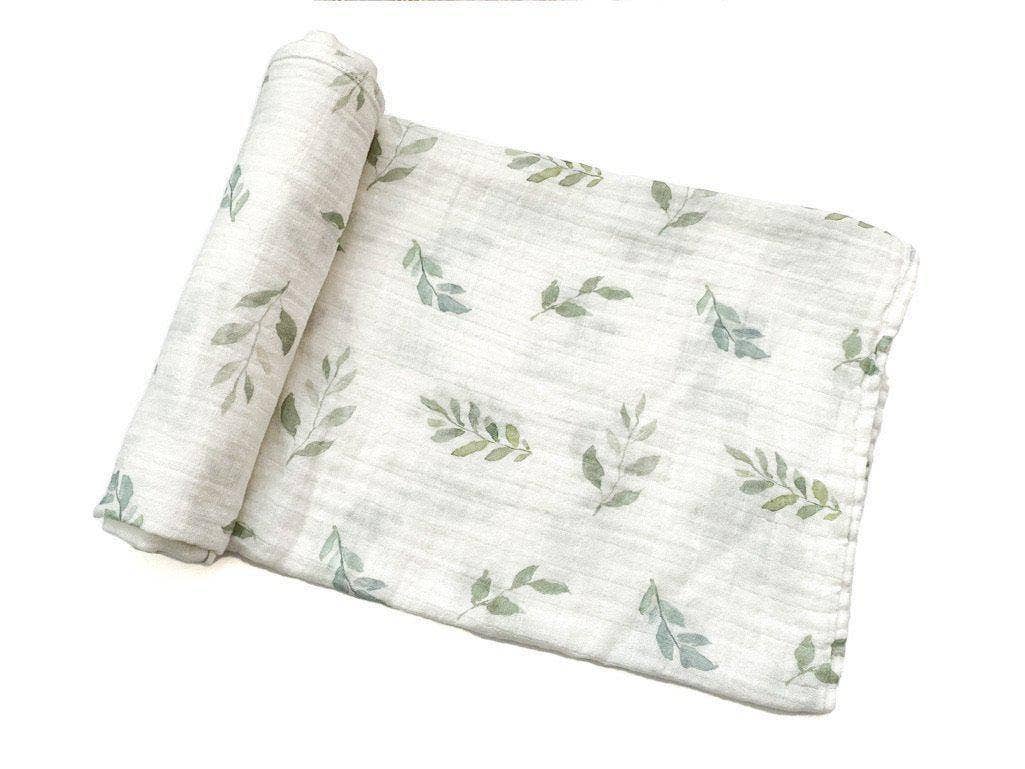 Green Leaves Bamboo Muslin Swaddle Blanket