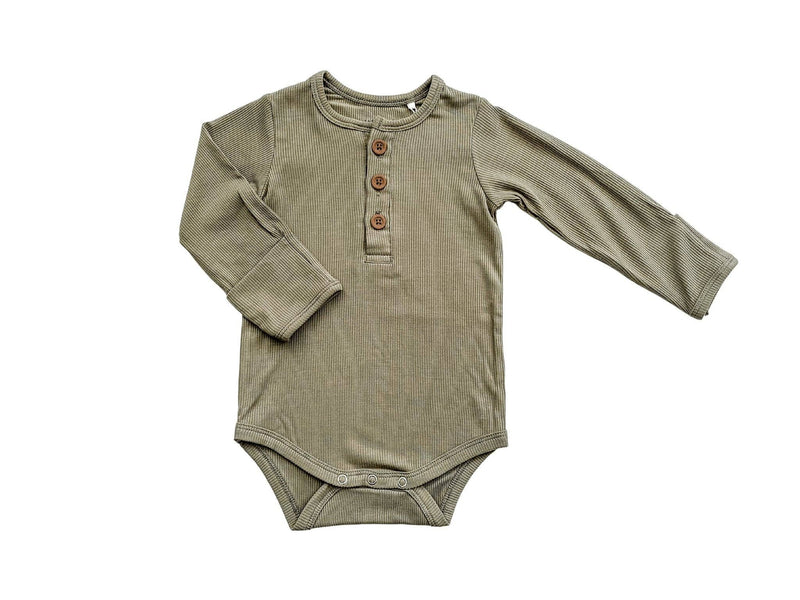Long Sleeve Ribbed Bodysuit - Sage