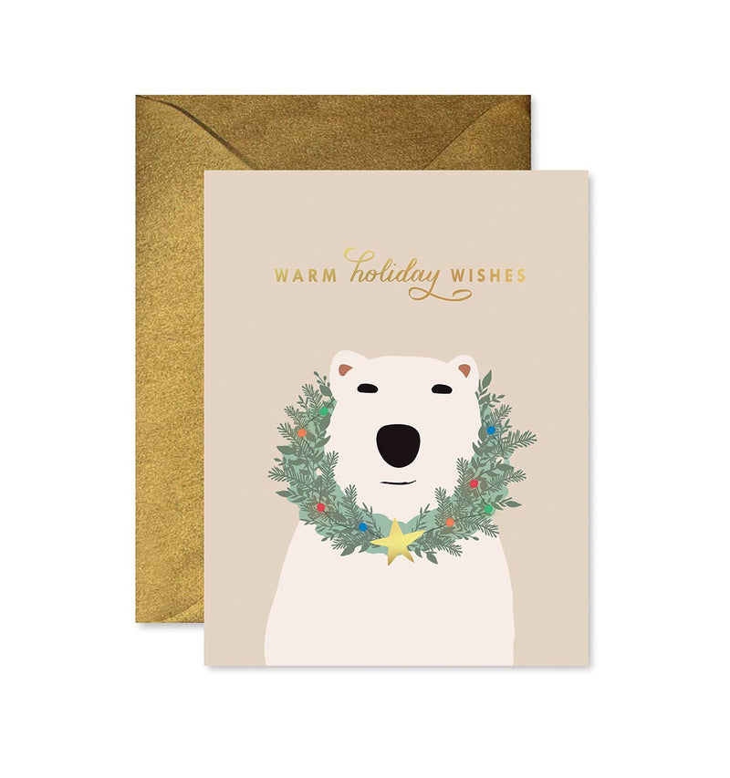 Polar Bear Warmest Wishes Christmas Greeting Card