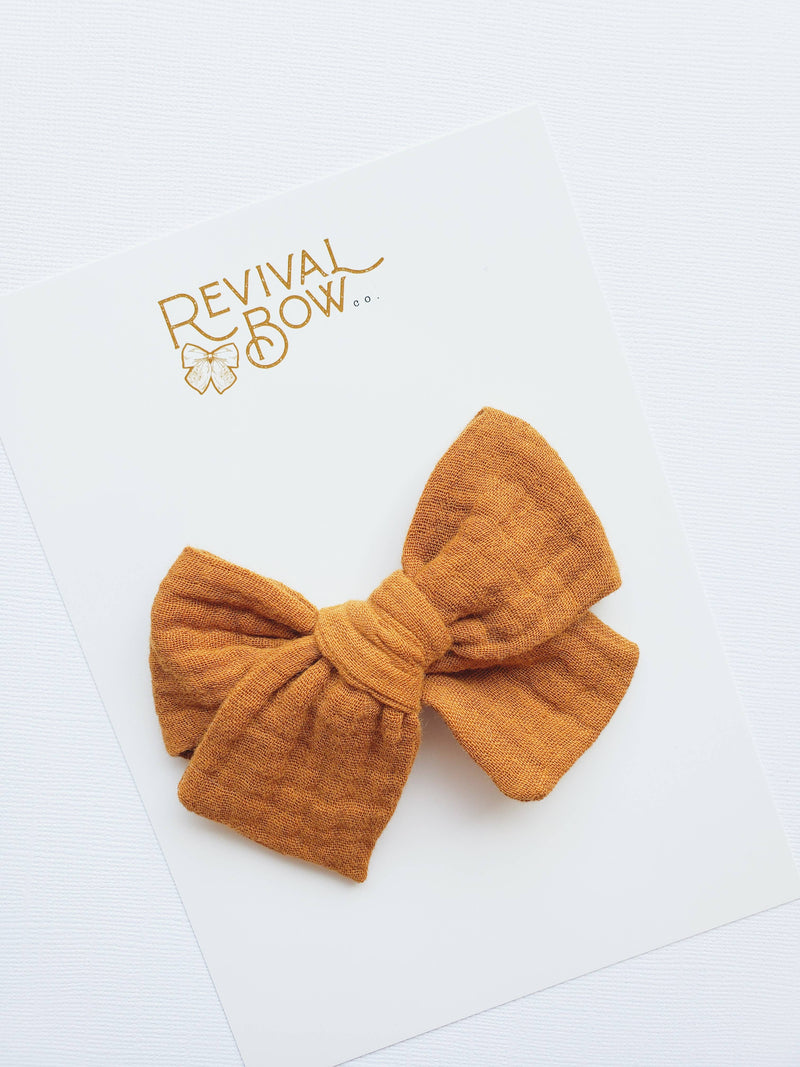 Large Pinwheel Bow • Bronze • Brown Bow • Neutral • Boho Bow