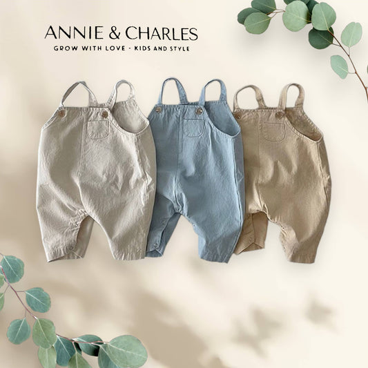 Annie & Charles® organic cotton overalls: Cream / 18-24 M