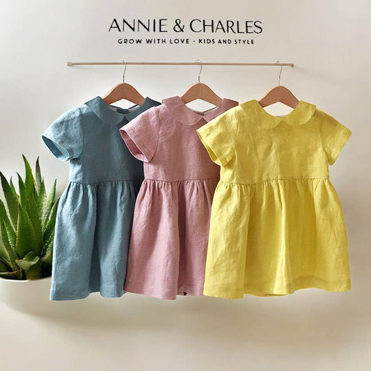 Annie & Charles® LINA organic linen dress: Pink