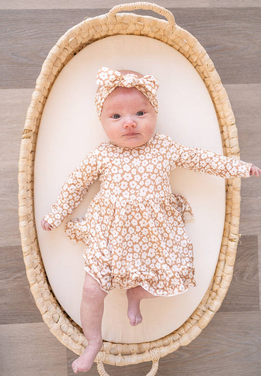 Twirl Skirt Bodysuit - Mocha Ditsy Floral: 3-6 Months