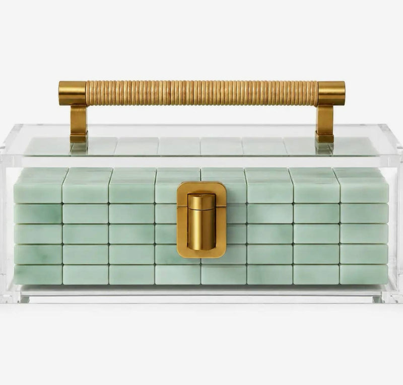 Tala Mahj Royal Palm - Tile Display Case - Brass & Raffia