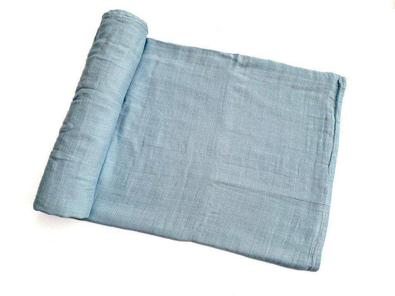Blue Bamboo Muslin Baby Swaddle Blanket